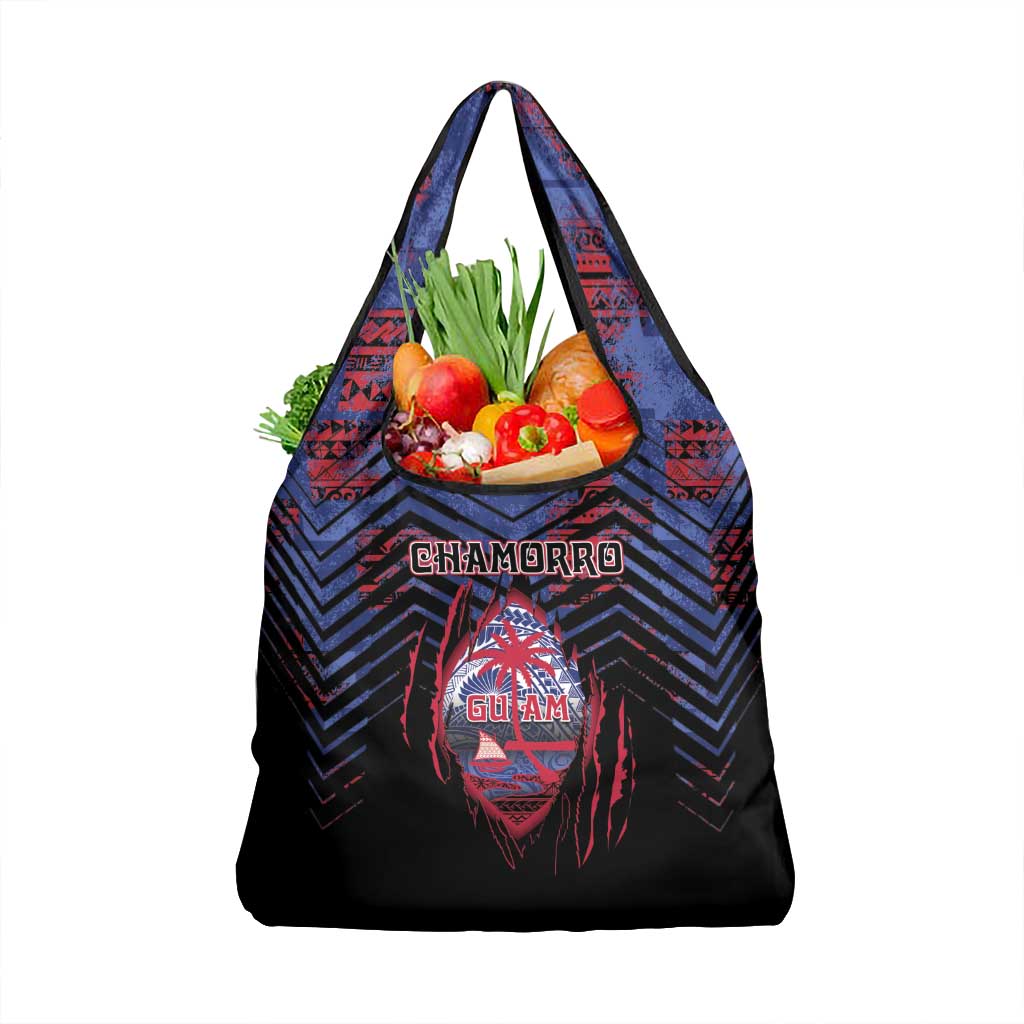 Guam Grocery Bag Chamorro Seal Tribal Scratch Design - Polynesian Pride