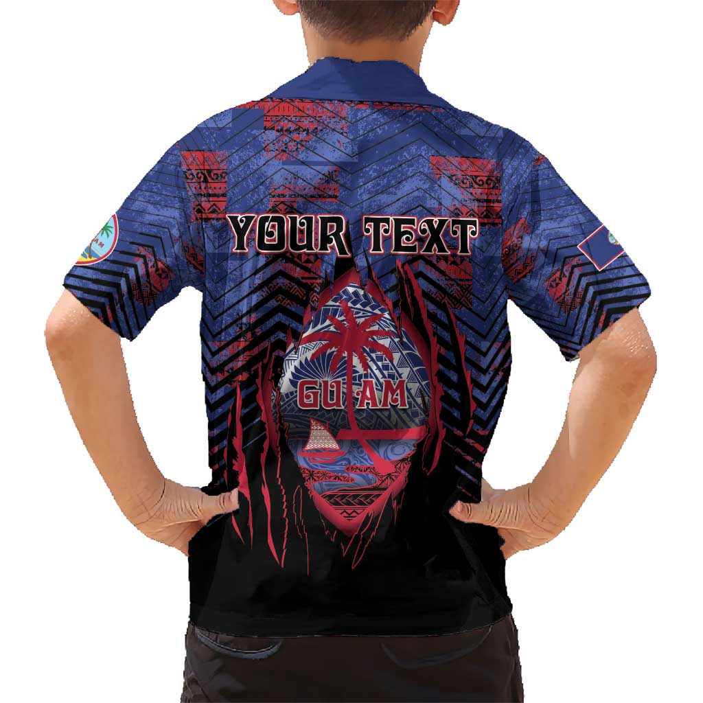 Personalised Guam Kid Hawaiian Shirt Chamorro Seal Tribal Scratch Design DT05 - Polynesian Pride