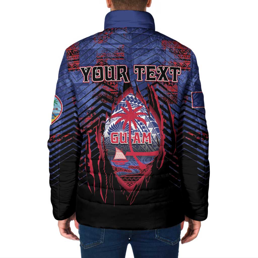 Personalised Guam Padded Jacket Chamorro Seal Tribal Scratch Design - Polynesian Pride