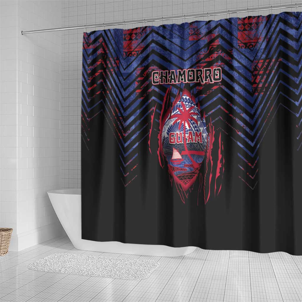 Guam Shower Curtain Chamorro Seal Tribal Scratch Design - Polynesian Pride