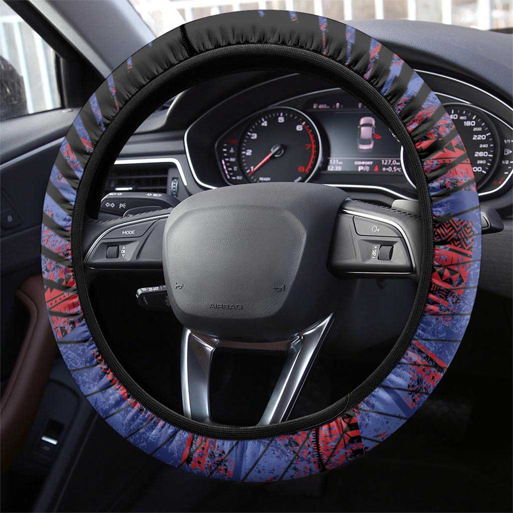 Guam Steering Wheel Cover Chamorro Seal Tribal Scratch Design - Polynesian Pride