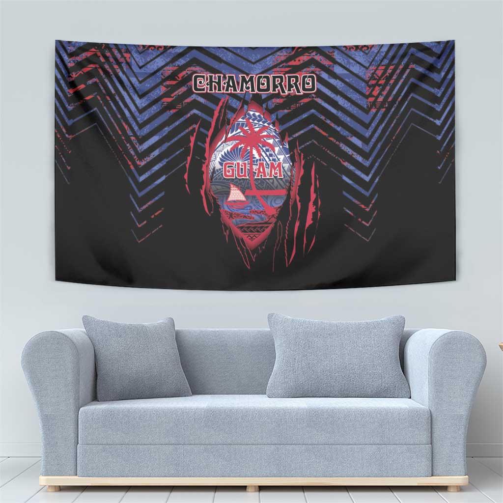 Guam Tapestry Chamorro Seal Tribal Scratch Design - Polynesian Pride