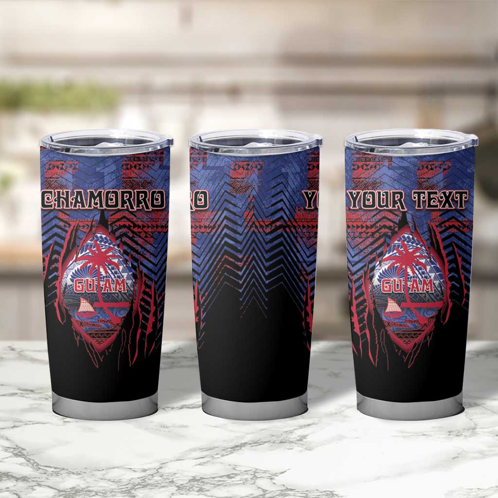 Personalised Guam Tumbler Cup Chamorro Seal Tribal Scratch Design - Polynesian Pride
