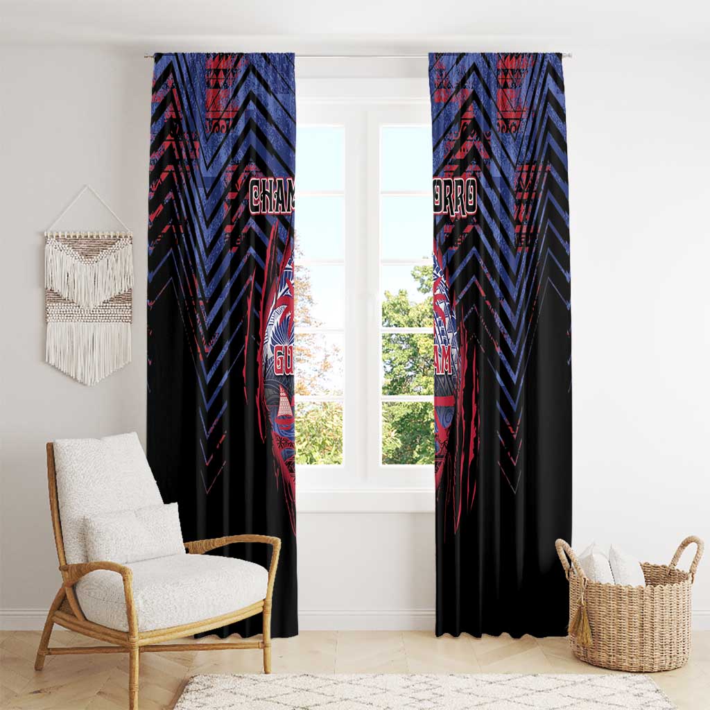 Guam Window Curtain Chamorro Seal Tribal Scratch Design - Polynesian Pride