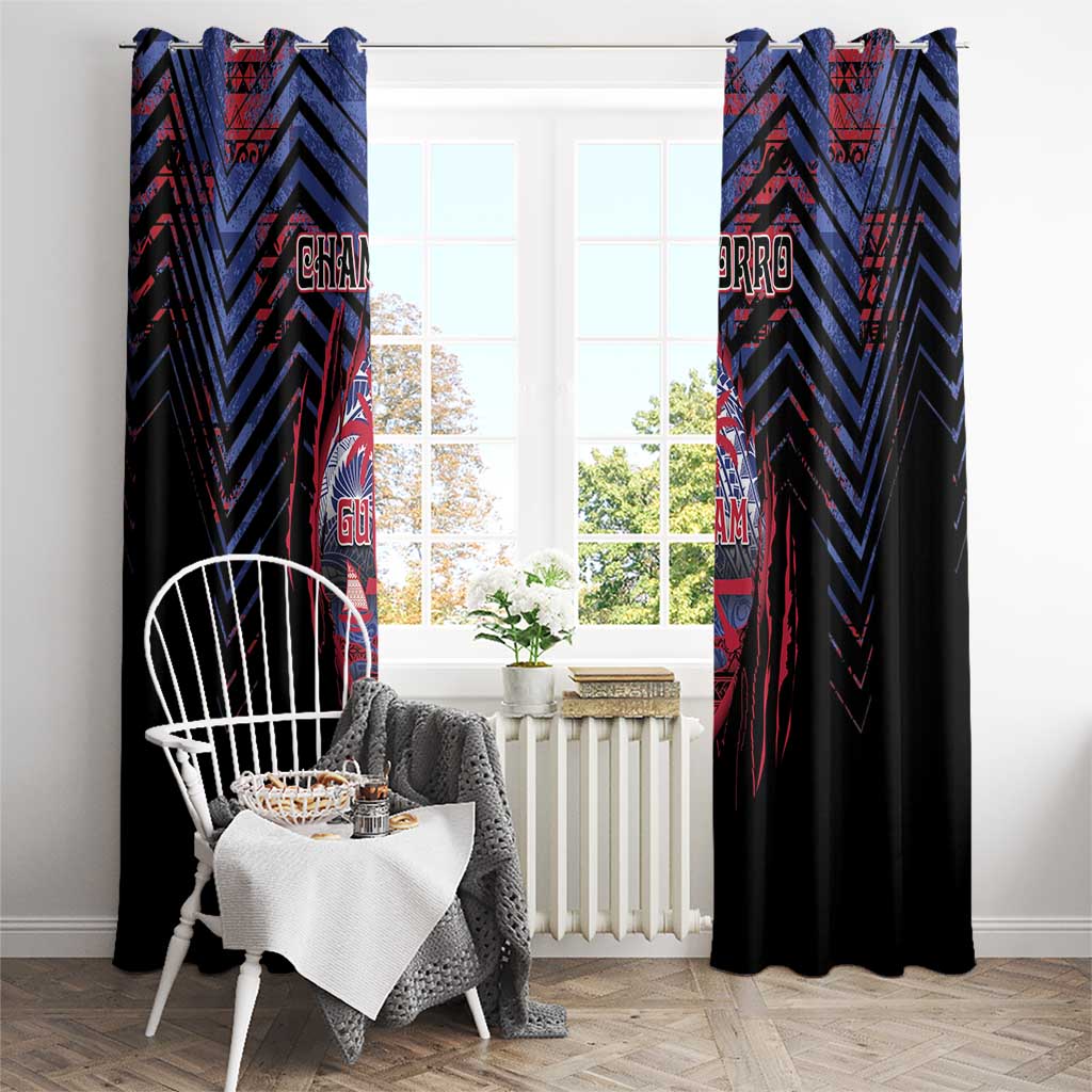 Guam Window Curtain Chamorro Seal Tribal Scratch Design - Polynesian Pride