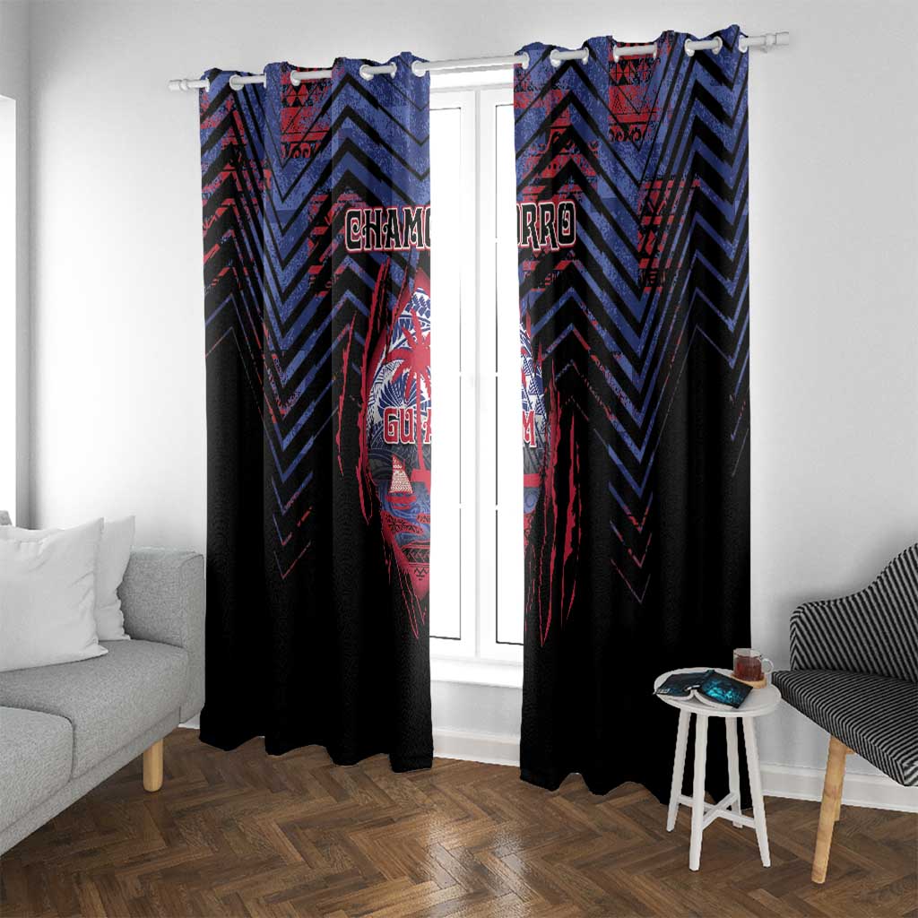 Guam Window Curtain Chamorro Seal Tribal Scratch Design - Polynesian Pride