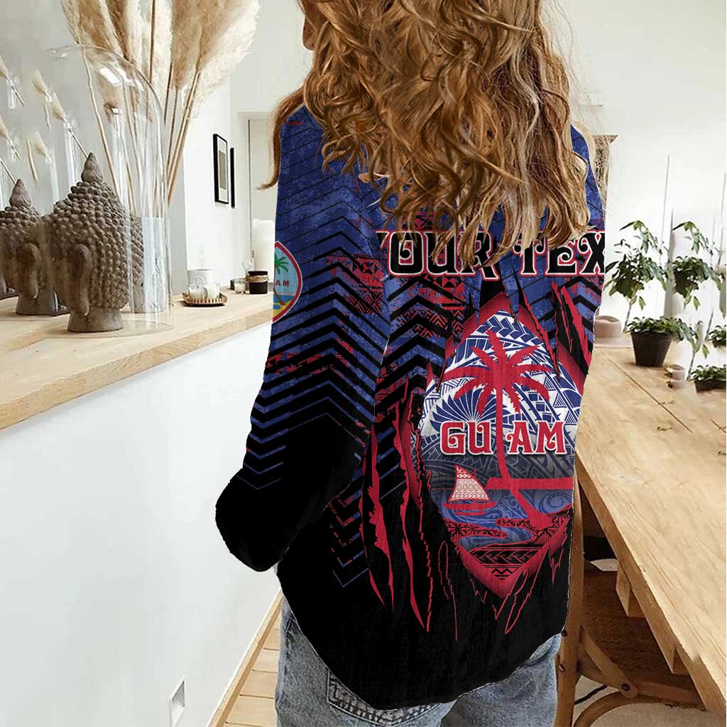 Personalised Guam Women Casual Shirt Chamorro Seal Tribal Scratch Design - Polynesian Pride