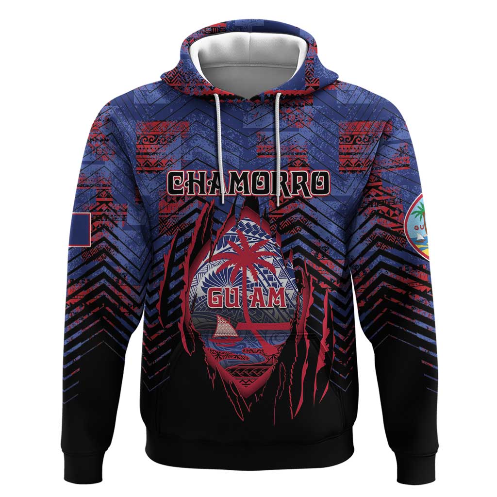 Personalised Guam Zip Hoodie Chamorro Seal Tribal Scratch Design - Polynesian Pride