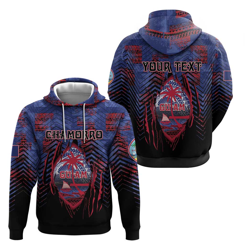 Personalised Guam Zip Hoodie Chamorro Seal Tribal Scratch Design - Polynesian Pride