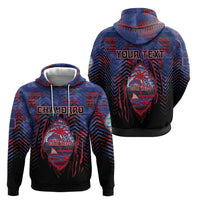 Personalised Guam Zip Hoodie Chamorro Seal Tribal Scratch Design - Polynesian Pride