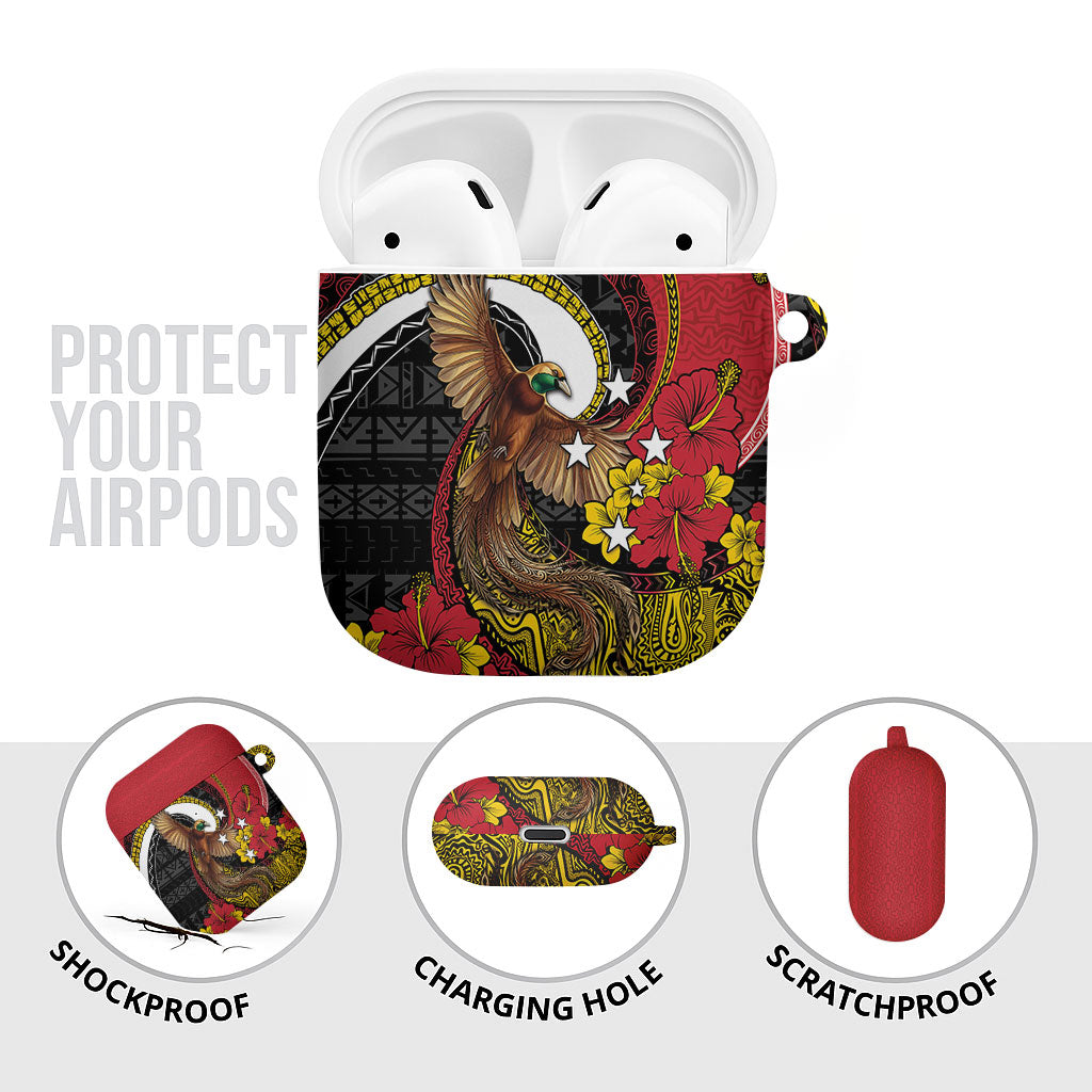 Papua New Guinea Language Week AirPods Case Bird Of Paradise Tribal Floral Pattern DT05 - Polynesian Pride