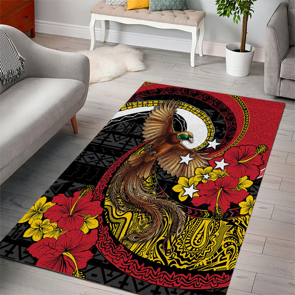 Papua New Guinea Language Week Area Rug Bird Of Paradise Tribal Floral Pattern DT05 - Polynesian Pride