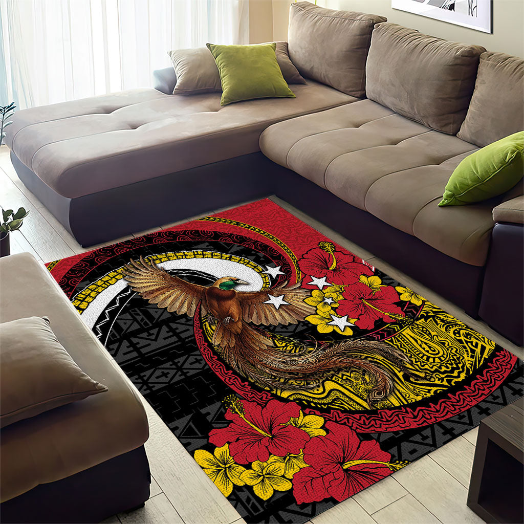 Papua New Guinea Language Week Area Rug Bird Of Paradise Tribal Floral Pattern DT05 - Polynesian Pride