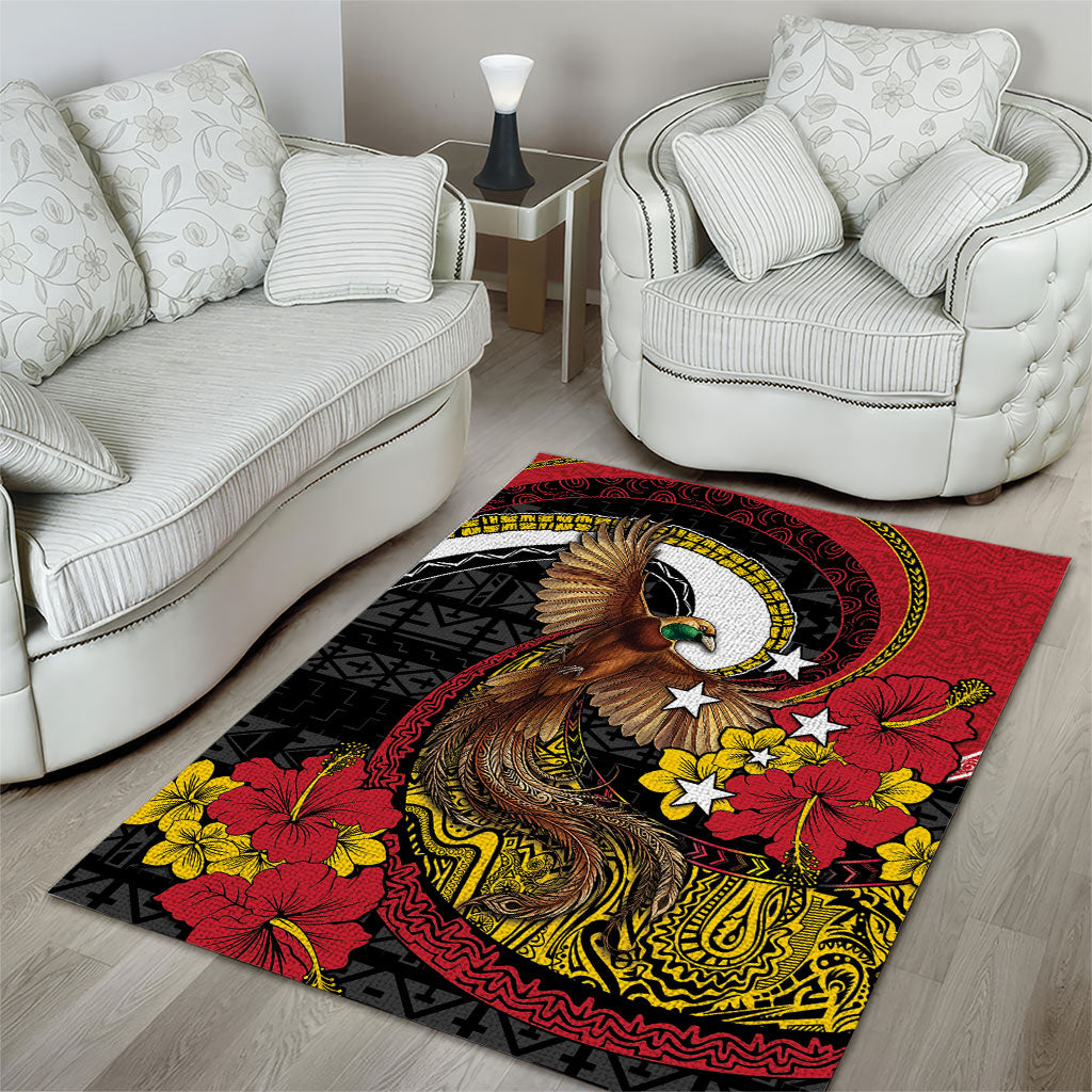 Papua New Guinea Language Week Area Rug Bird Of Paradise Tribal Floral Pattern DT05 - Polynesian Pride