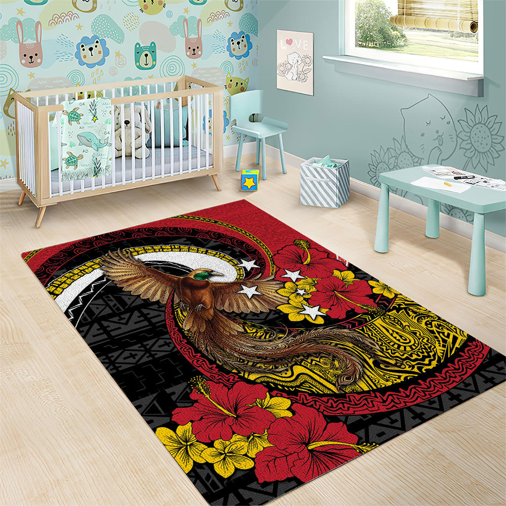Papua New Guinea Language Week Area Rug Bird Of Paradise Tribal Floral Pattern DT05 - Polynesian Pride