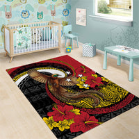 Papua New Guinea Language Week Area Rug Bird Of Paradise Tribal Floral Pattern DT05 - Polynesian Pride