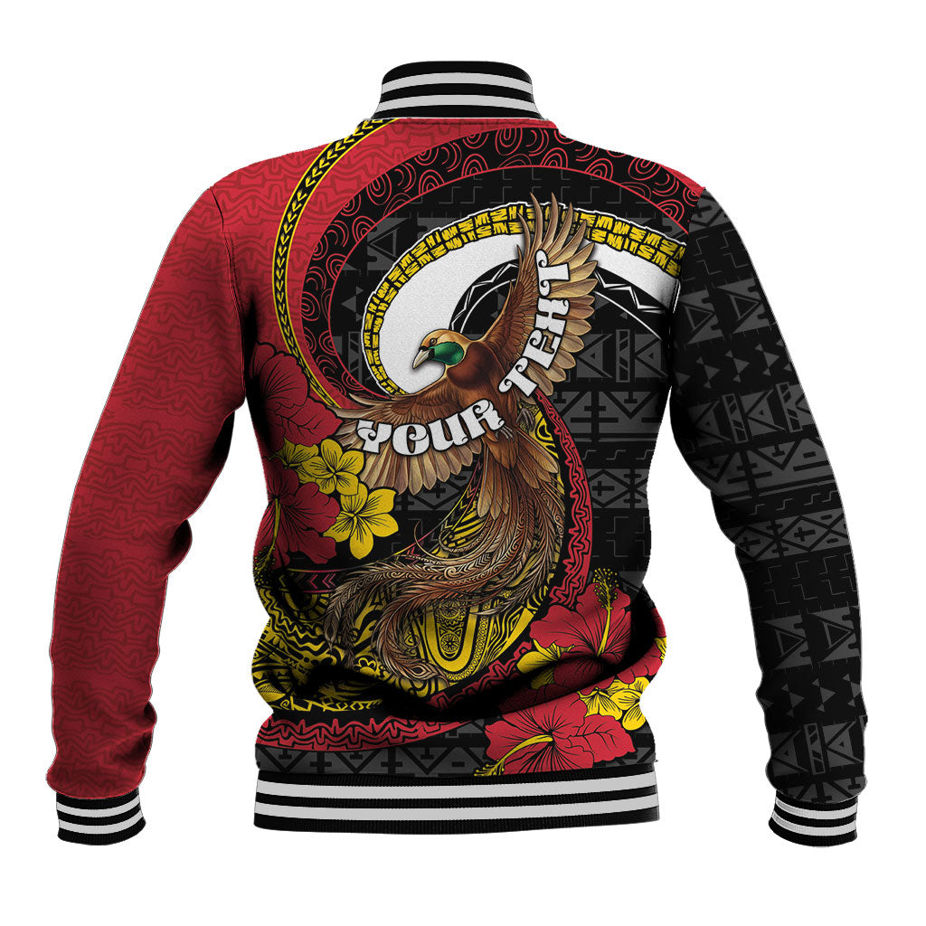 Personalised Papua New Guinea Language Week Baseball Jacket Bird Of Paradise Tribal Floral Pattern DT05 - Polynesian Pride