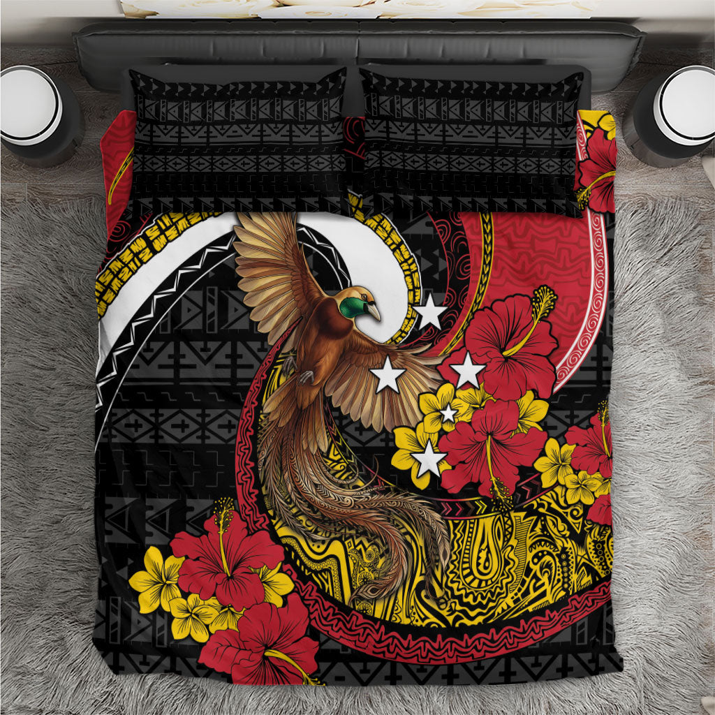 Papua New Guinea Language Week Bedding Set Bird Of Paradise Tribal Floral Pattern DT05 Black - Polynesian Pride