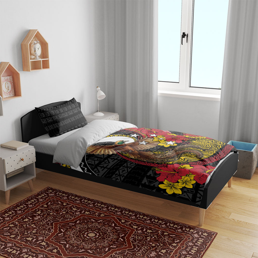 Papua New Guinea Language Week Bedding Set Bird Of Paradise Tribal Floral Pattern DT05 - Polynesian Pride