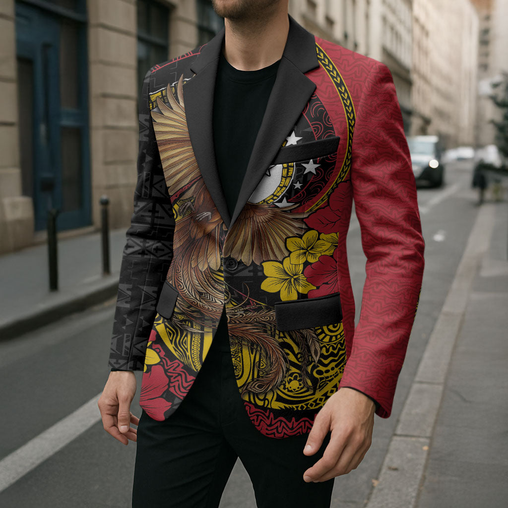 Personalised Papua New Guinea Language Week Blazer Bird Of Paradise Tribal Floral Pattern DT05 - Polynesian Pride