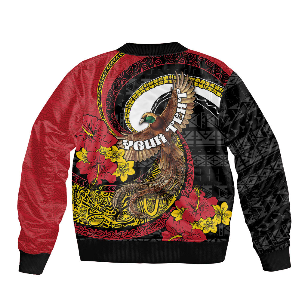 Personalised Papua New Guinea Language Week Bomber Jacket Bird Of Paradise Tribal Floral Pattern DT05 - Polynesian Pride