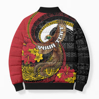 Personalised Papua New Guinea Language Week Bomber Puffer Jacket Bird Of Paradise Tribal Floral Pattern DT05 - Polynesian Pride