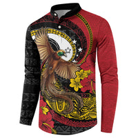 Personalised Papua New Guinea Language Week Button Sweatshirt Bird Of Paradise Tribal Floral Pattern DT05 - Polynesian Pride