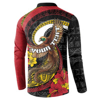 Personalised Papua New Guinea Language Week Button Sweatshirt Bird Of Paradise Tribal Floral Pattern DT05 - Polynesian Pride