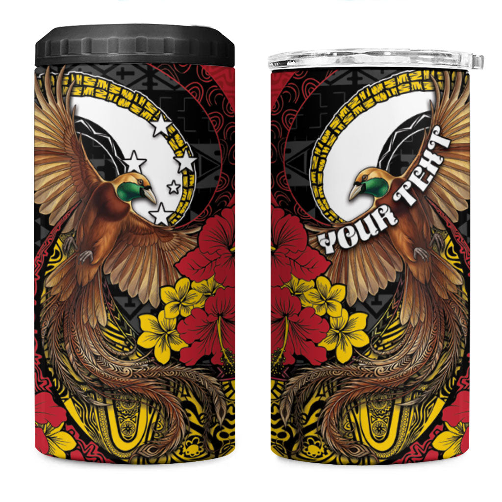 Personalised Papua New Guinea Language Week 4 in 1 Can Cooler Tumbler Bird Of Paradise Tribal Floral Pattern DT05 One Size: 16 oz Black - Polynesian Pride