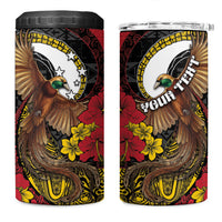 Personalised Papua New Guinea Language Week 4 in 1 Can Cooler Tumbler Bird Of Paradise Tribal Floral Pattern DT05 One Size: 16 oz Black - Polynesian Pride