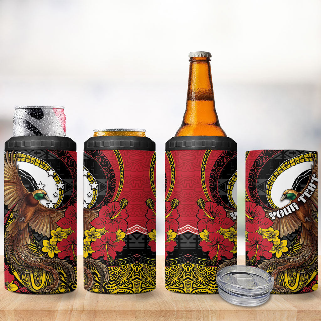 Personalised Papua New Guinea Language Week 4 in 1 Can Cooler Tumbler Bird Of Paradise Tribal Floral Pattern DT05 - Polynesian Pride