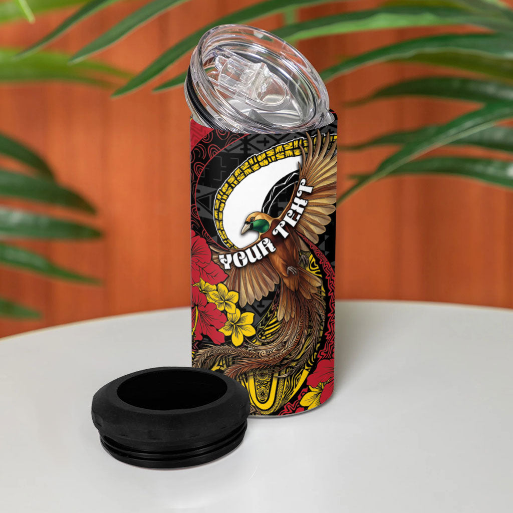 Personalised Papua New Guinea Language Week 4 in 1 Can Cooler Tumbler Bird Of Paradise Tribal Floral Pattern DT05 - Polynesian Pride