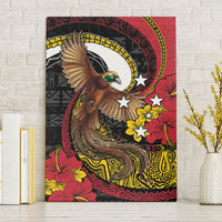 Papua New Guinea Language Week Canvas Wall Art Bird Of Paradise Tribal Floral Pattern DT05 Without Frame Black - Polynesian Pride