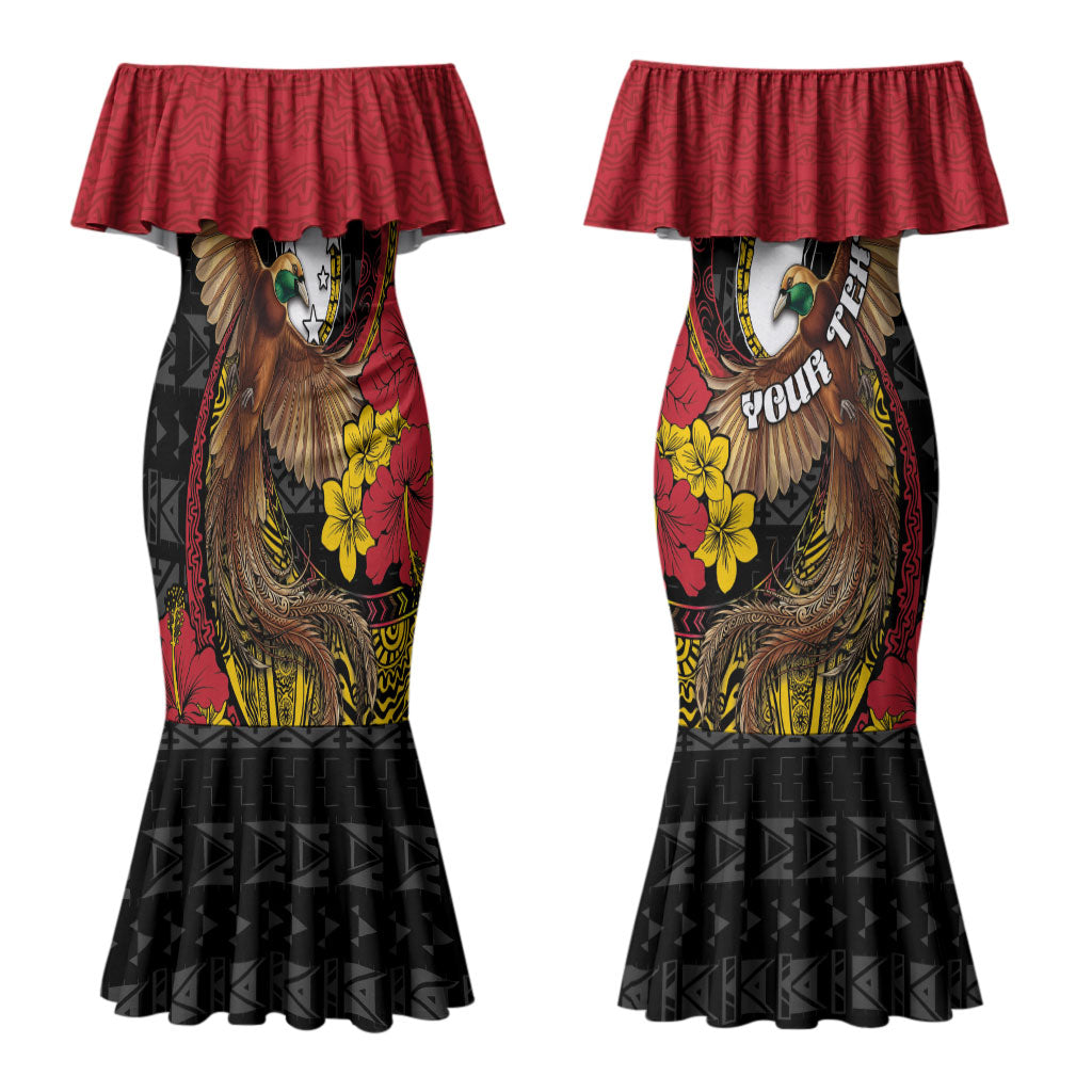 Personalised Papua New Guinea Language Week Couples Matching Mermaid Dress and Hawaiian Shirt Bird Of Paradise Tribal Floral Pattern DT05 - Polynesian Pride