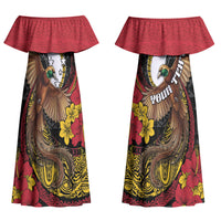 Personalised Papua New Guinea Language Week Couples Matching Off Shoulder Maxi Dress and Hawaiian Shirt Bird Of Paradise Tribal Floral Pattern DT05 - Polynesian Pride