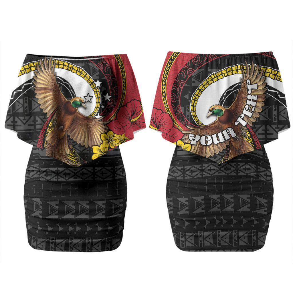 Personalised Papua New Guinea Language Week Couples Matching Off Shoulder Short Dress and Hawaiian Shirt Bird Of Paradise Tribal Floral Pattern DT05 - Polynesian Pride