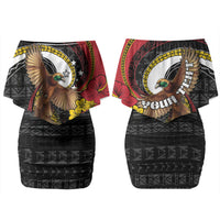 Personalised Papua New Guinea Language Week Couples Matching Off Shoulder Short Dress and Hawaiian Shirt Bird Of Paradise Tribal Floral Pattern DT05 - Polynesian Pride