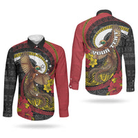 Personalised Papua New Guinea Language Week Couples Matching Puletasi and Long Sleeve Button Shirt Bird Of Paradise Tribal Floral Pattern DT05 - Polynesian Pride
