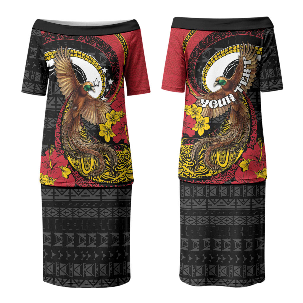 Personalised Papua New Guinea Language Week Couples Matching Puletasi and Long Sleeve Button Shirt Bird Of Paradise Tribal Floral Pattern DT05 - Polynesian Pride