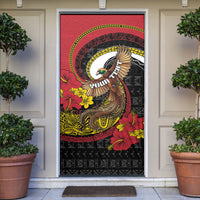 Personalised Papua New Guinea Language Week Door Cover Bird Of Paradise Tribal Floral Pattern DT05 Black - Polynesian Pride