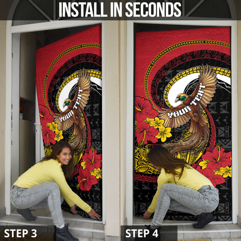Personalised Papua New Guinea Language Week Door Cover Bird Of Paradise Tribal Floral Pattern DT05 - Polynesian Pride