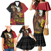 Personalised Papua New Guinea Language Week Family Matching Mermaid Dress and Hawaiian Shirt Bird Of Paradise Tribal Floral Pattern DT05 - Polynesian Pride