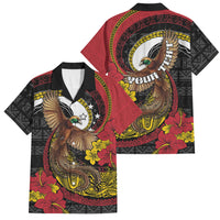 Personalised Papua New Guinea Language Week Family Matching Mermaid Dress and Hawaiian Shirt Bird Of Paradise Tribal Floral Pattern DT05 Dad's Shirt - Short Sleeve Black - Polynesian Pride
