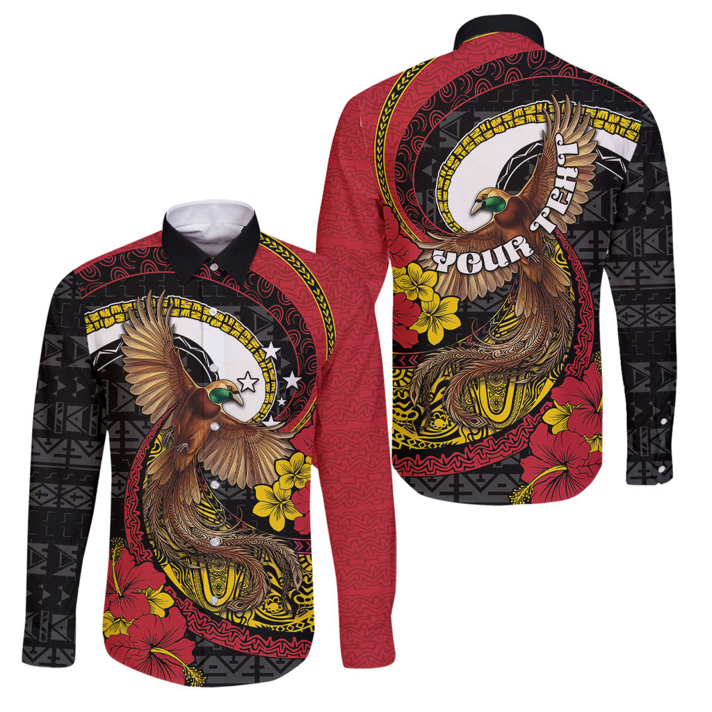 Personalised Papua New Guinea Language Week Family Matching Mermaid Dress and Hawaiian Shirt Bird Of Paradise Tribal Floral Pattern DT05 Dad's Shirt - Long Sleeve Black - Polynesian Pride