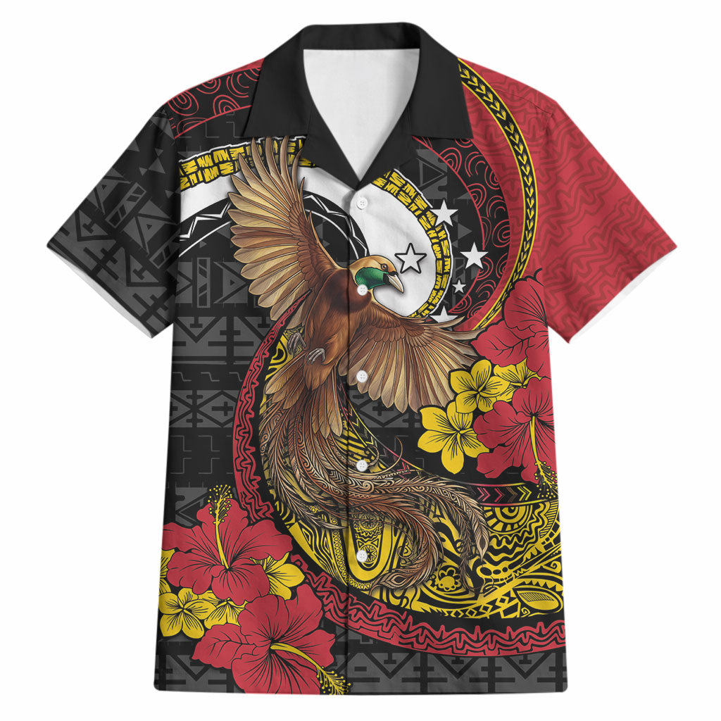 Personalised Papua New Guinea Language Week Hawaiian Shirt Bird Of Paradise Tribal Floral Pattern DT05 Black - Polynesian Pride