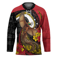 Personalised Papua New Guinea Language Week Hockey Jersey Bird Of Paradise Tribal Floral Pattern DT05 Unisex Black - Polynesian Pride