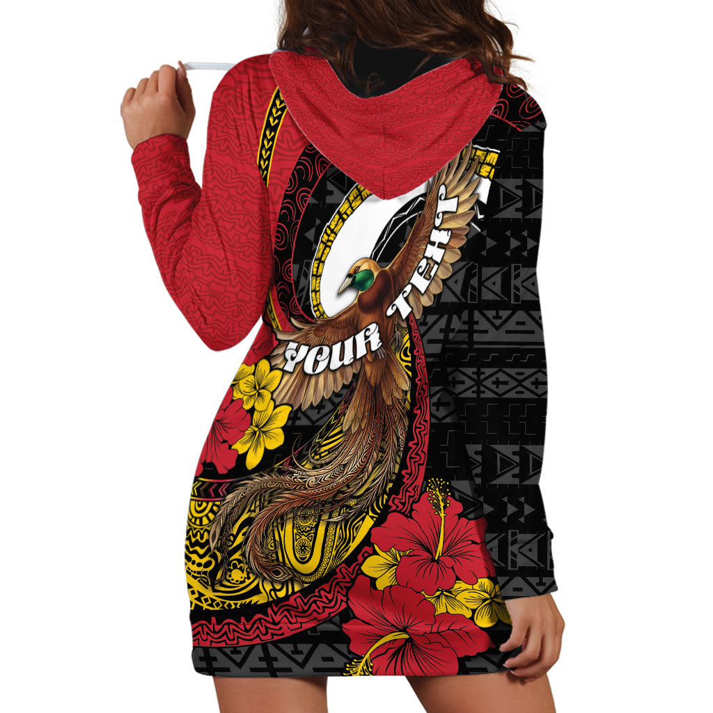 Personalised Papua New Guinea Language Week Hoodie Dress Bird Of Paradise Tribal Floral Pattern DT05 - Polynesian Pride