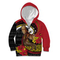 Personalised Papua New Guinea Language Week Kid Hoodie Bird Of Paradise Tribal Floral Pattern DT05 Zip Hoodie Black - Polynesian Pride