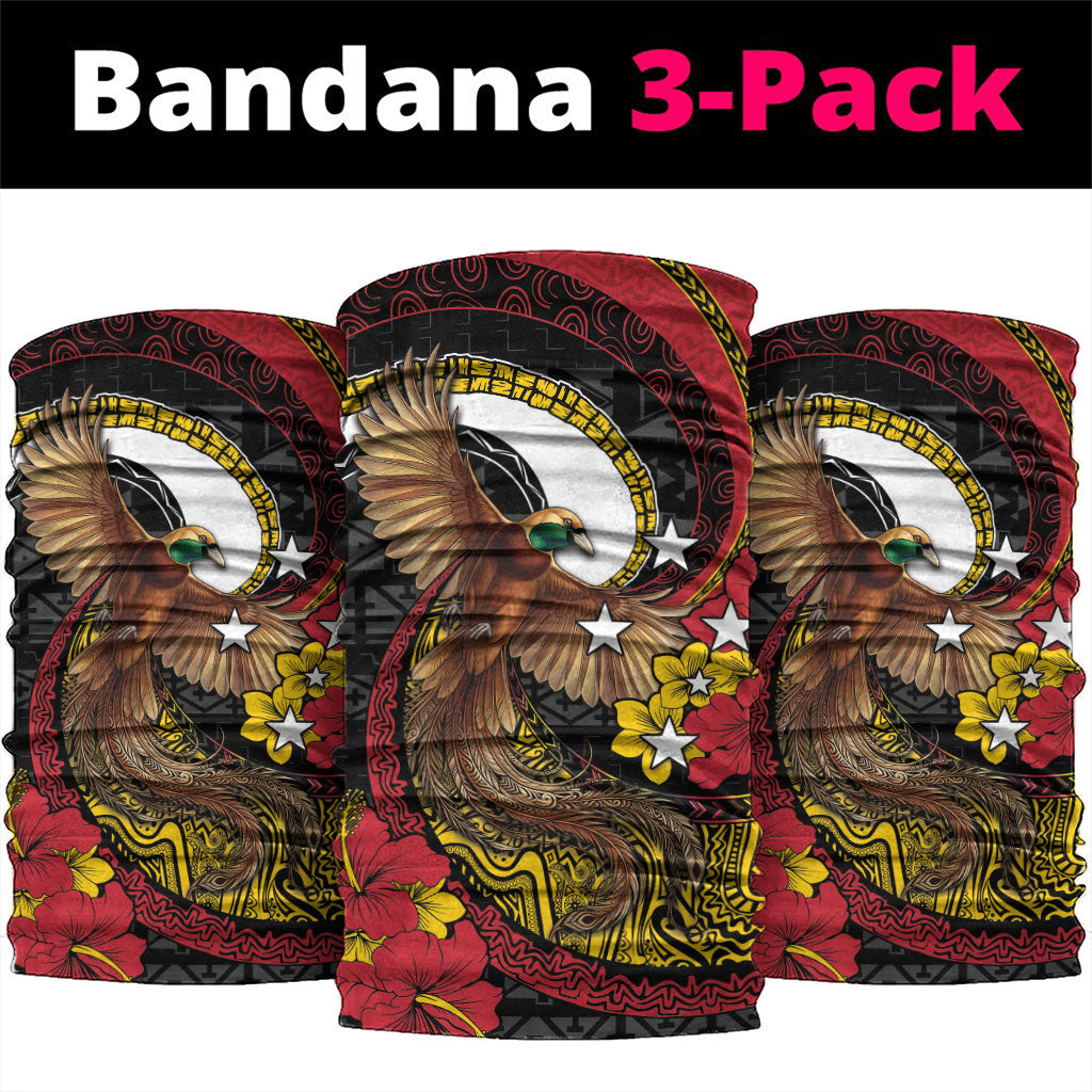 Papua New Guinea Language Week Neck Gaiter Bird Of Paradise Tribal Floral Pattern DT05 package One Size: 25*50cm Black - Polynesian Pride