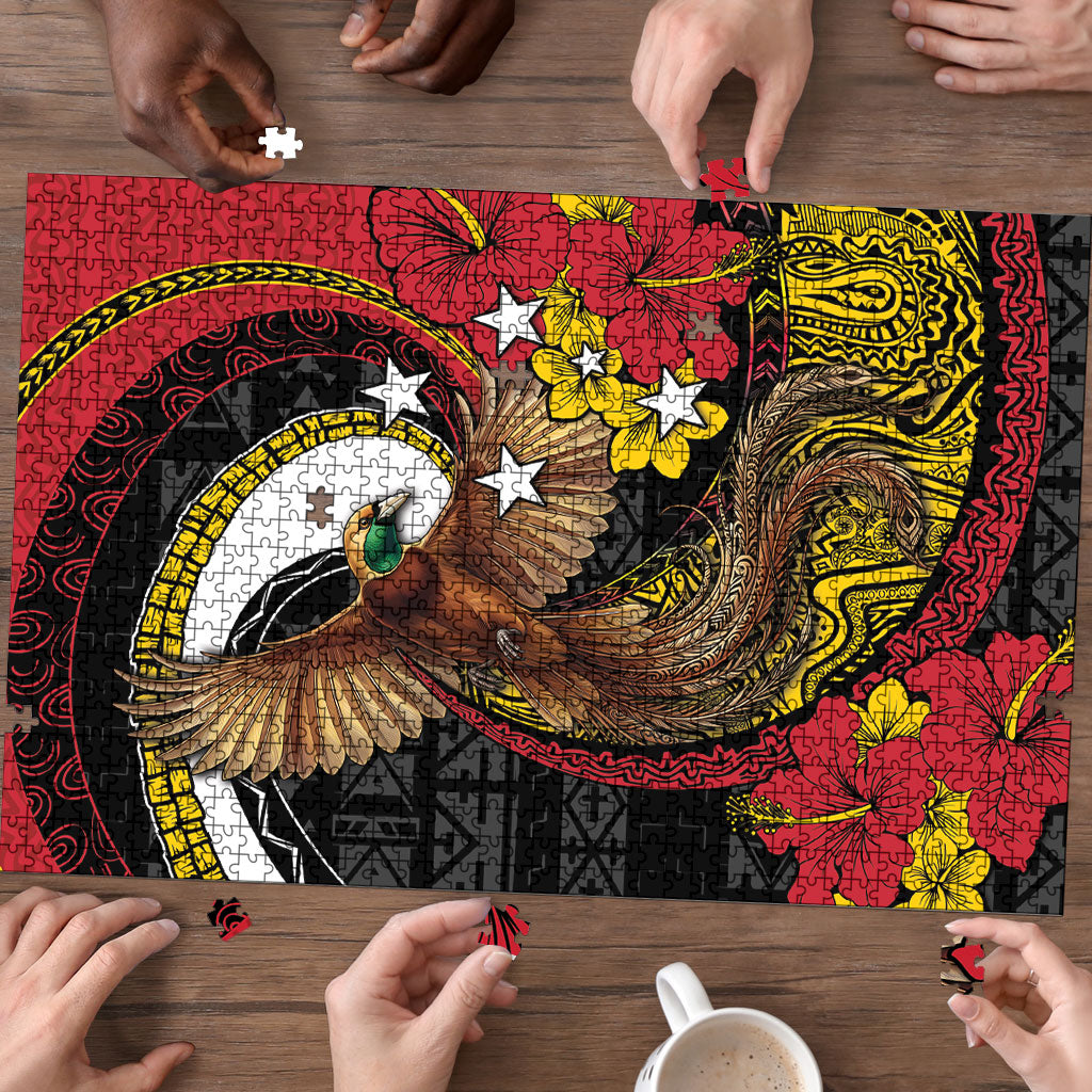 Papua New Guinea Language Week Puzzle Bird Of Paradise Tribal Floral Pattern DT05 - Polynesian Pride